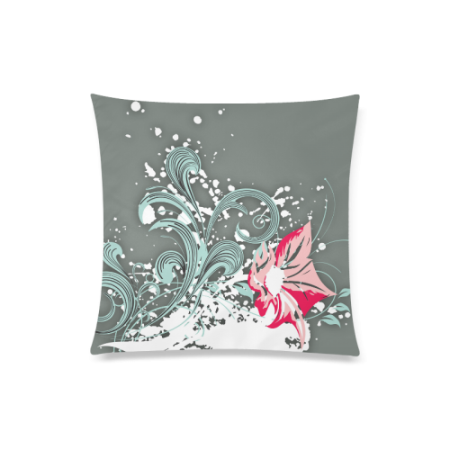 Hot Pink Flower Turquoise flourishes Custom Zippered Pillow Case 20"x20"(Twin Sides)