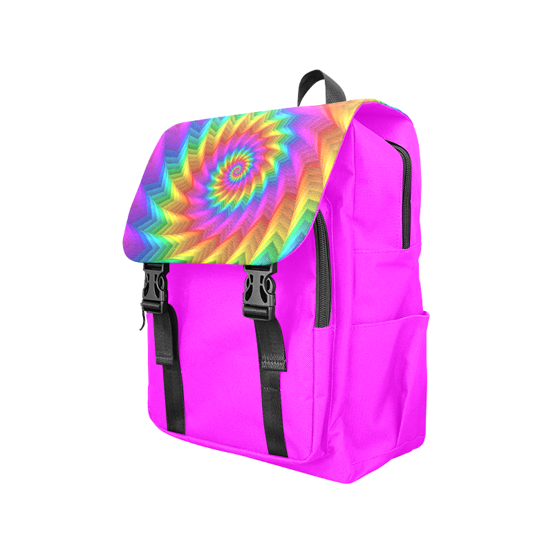 Psychedelic Rainbow Spiral Fractal Casual Shoulders Backpack (Model 1623)