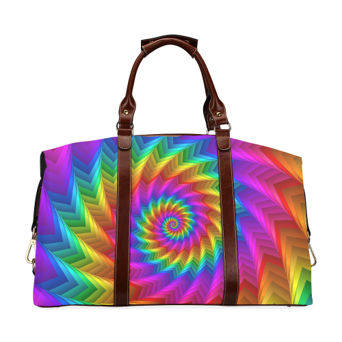 Psychedelic Rainbow Spiral Fractal Classic Travel Bag (Model 1643)