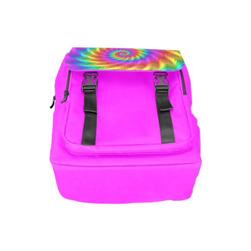 Psychedelic Rainbow Spiral Fractal Casual Shoulders Backpack (Model 1623)