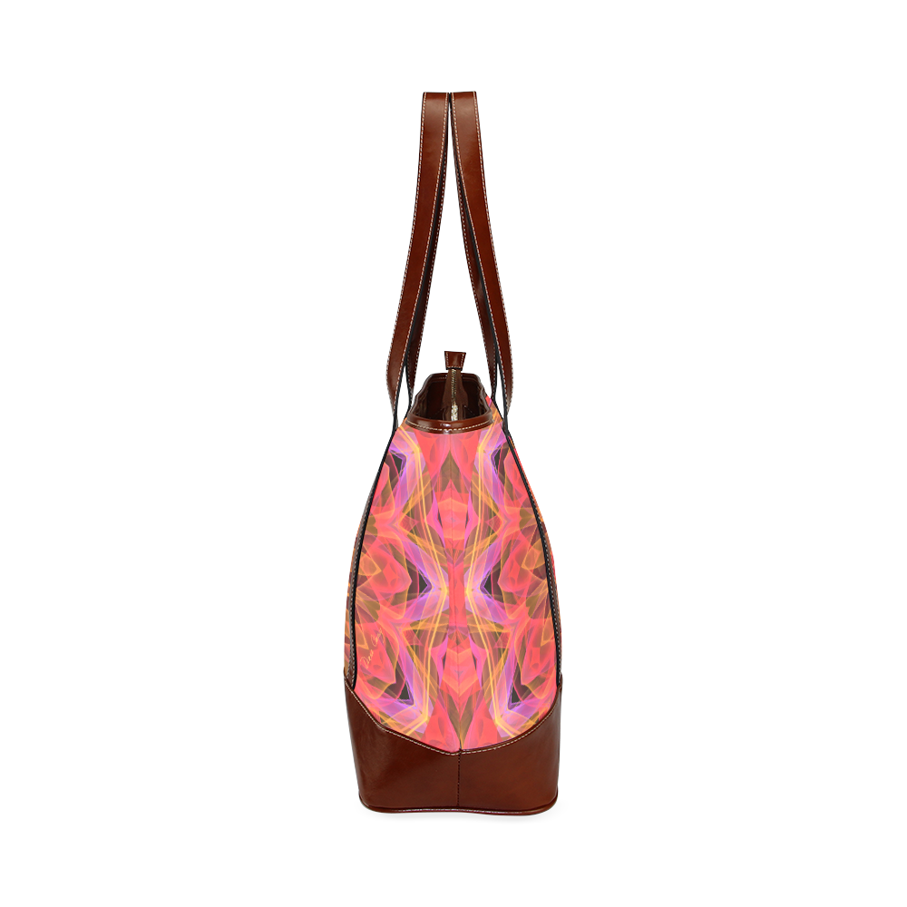 Abstract Peach Violet Mandala Ribbon Candy Lace Tote Handbag (Model 1642)