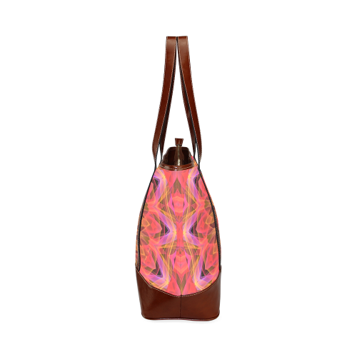 Abstract Peach Violet Mandala Ribbon Candy Lace Tote Handbag (Model 1642)