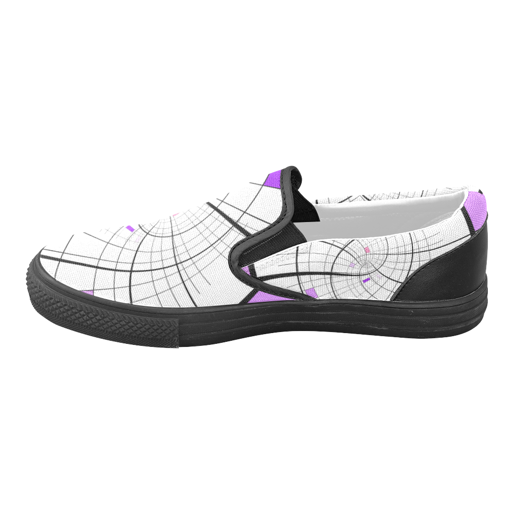 Swirl Grid Lilac Rose Spiral Women's Unusual Slip-on Canvas Shoes (Model 019)