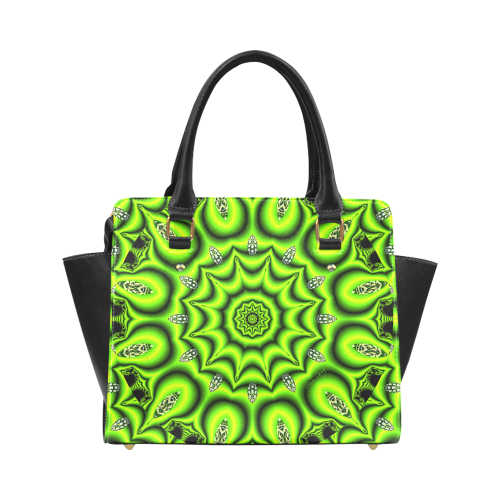 Spring Lime Green Garden Mandala, Abstract Spirals Classic Shoulder Handbag (Model 1653)