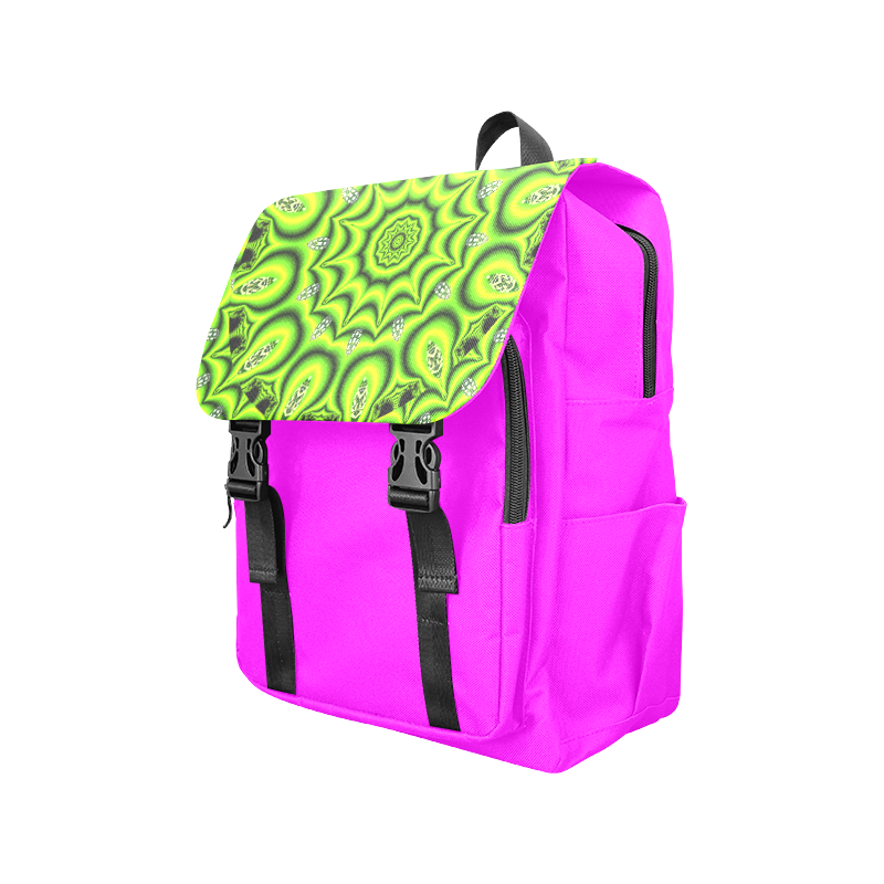 Spring Lime Green Garden Mandala, Abstract Spirals Casual Shoulders Backpack (Model 1623)