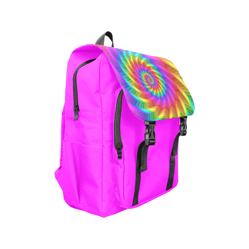 Psychedelic Rainbow Spiral Fractal Casual Shoulders Backpack (Model 1623)