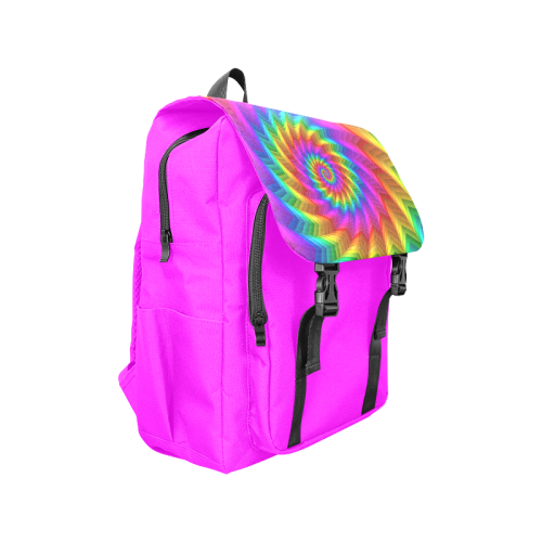 Psychedelic Rainbow Spiral Fractal Casual Shoulders Backpack (Model 1623)