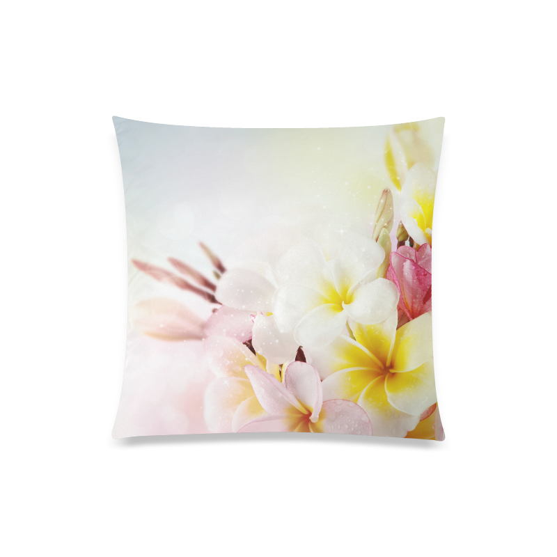 Tropical Pink and White Plumeria Custom Zippered Pillow Case 20"x20"(Twin Sides)