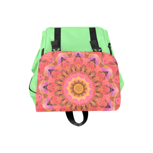 Abstract Peach Violet Mandala Ribbon Candy Lace Casual Shoulders Backpack (Model 1623)