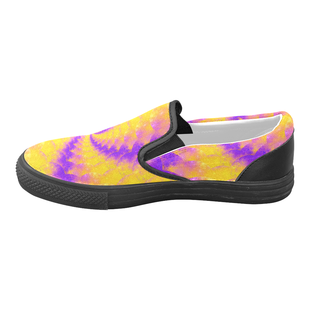 Colorexplosion Spiral Yellow Lilac Composion Women's Unusual Slip-on Canvas Shoes (Model 019)