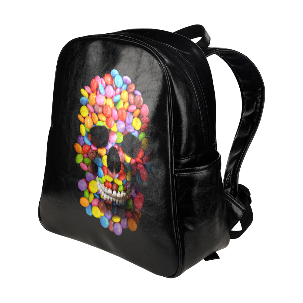 Halloween Candy Sugar Skull Multi-Pockets Backpack (Model 1636)