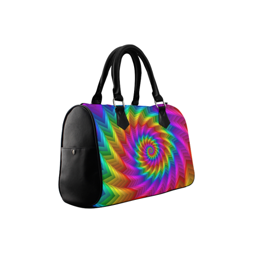 Psychedelic Rainbow Spiral Fractal Boston Handbag (Model 1621)
