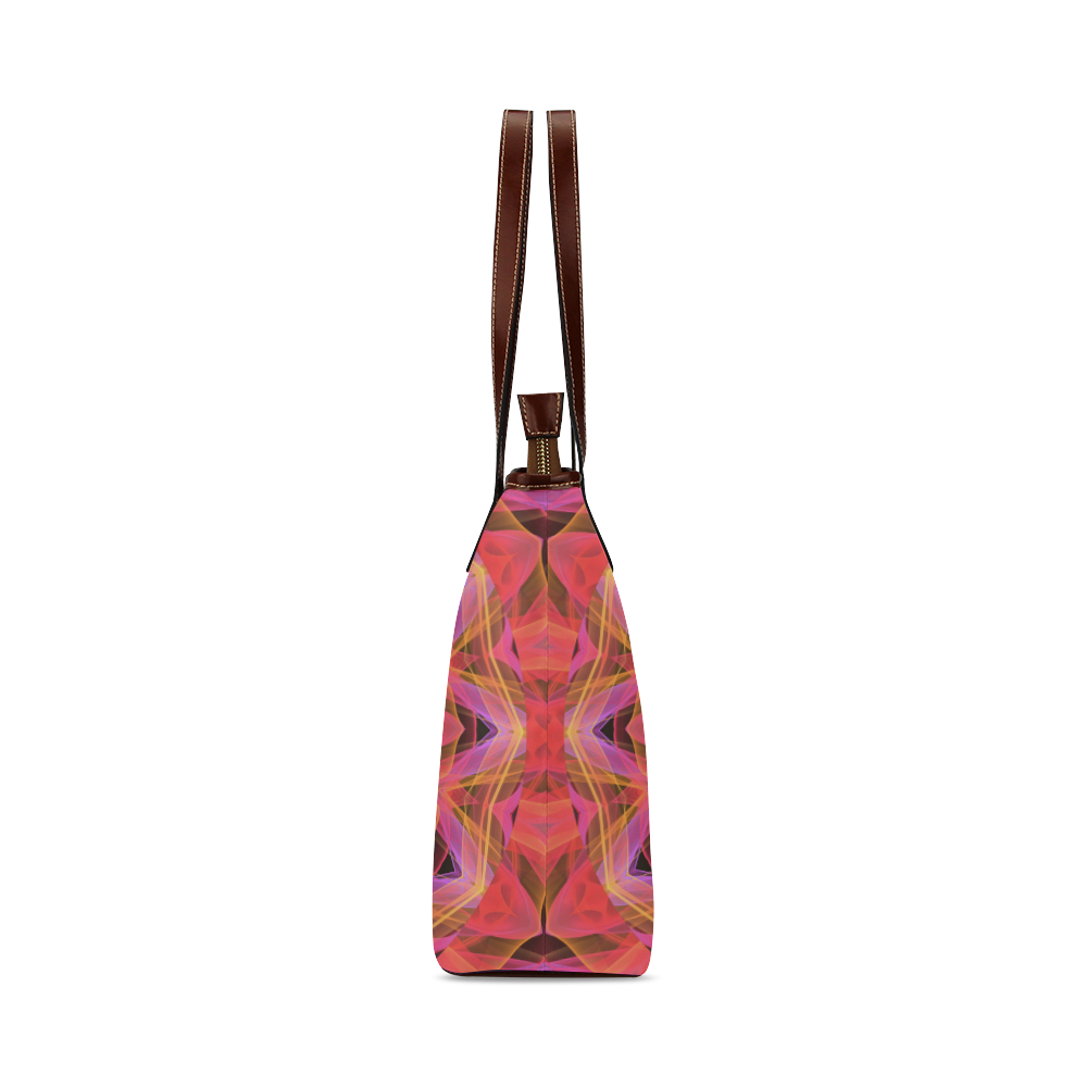Abstract Peach Violet Mandala Ribbon Candy Lace Shoulder Tote Bag (Model 1646)