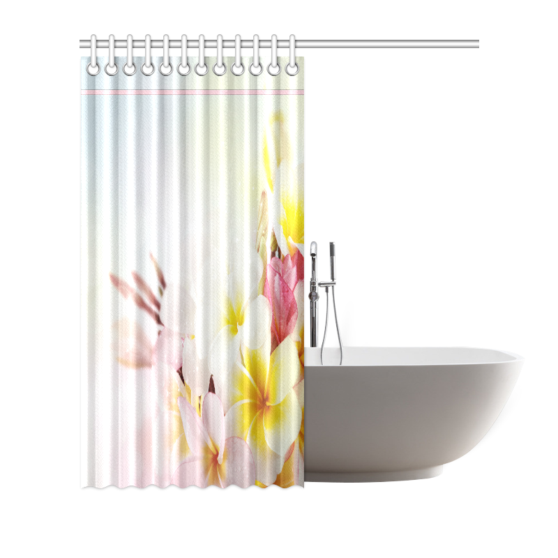Tropical Pink and White Plumeria Shower Curtain 72"x72"