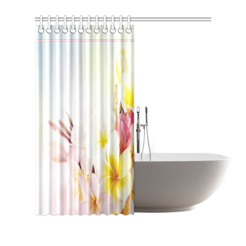 Tropical Pink and White Plumeria Shower Curtain 72"x72"