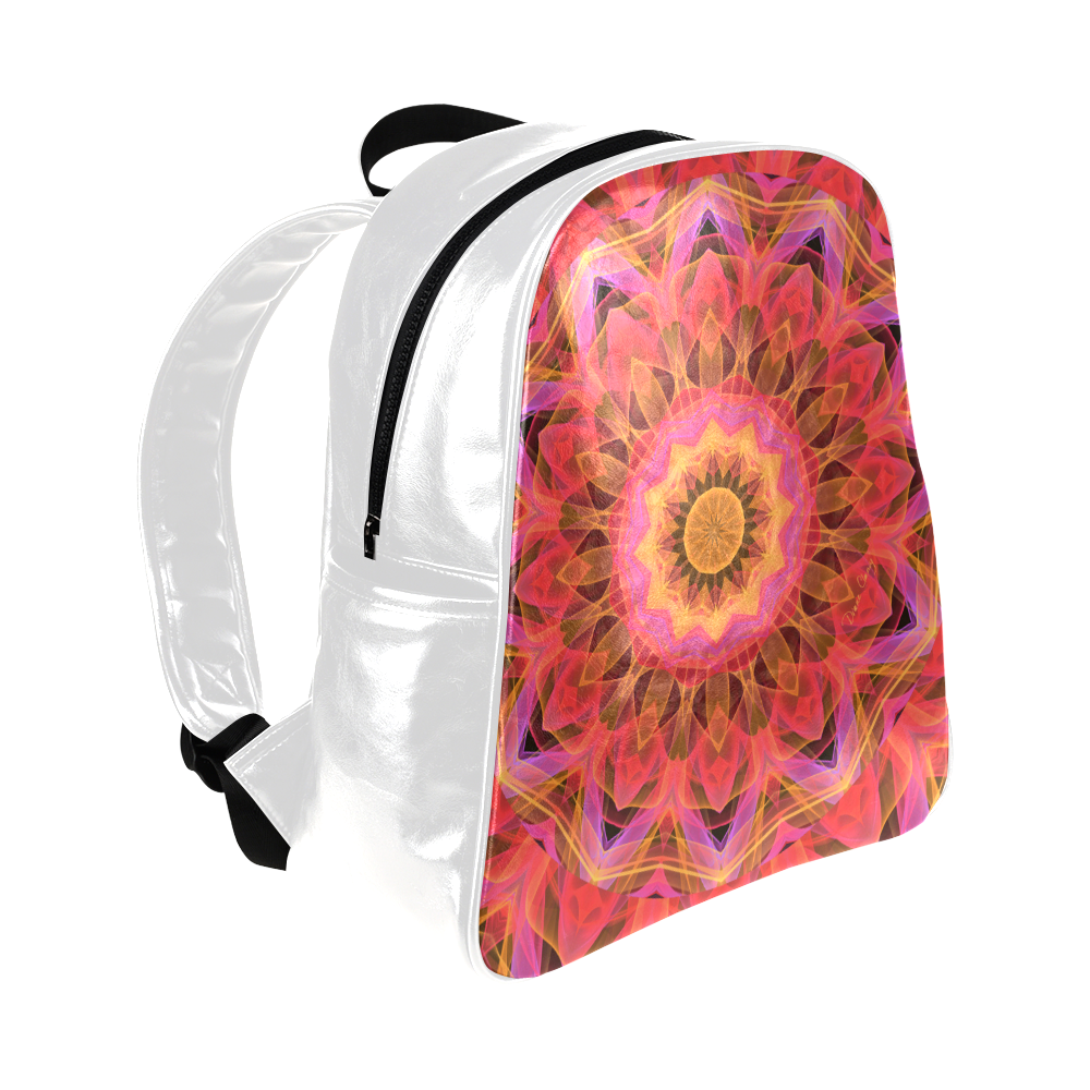 Abstract Peach Violet Mandala Ribbon Candy Lace Multi-Pockets Backpack (Model 1636)