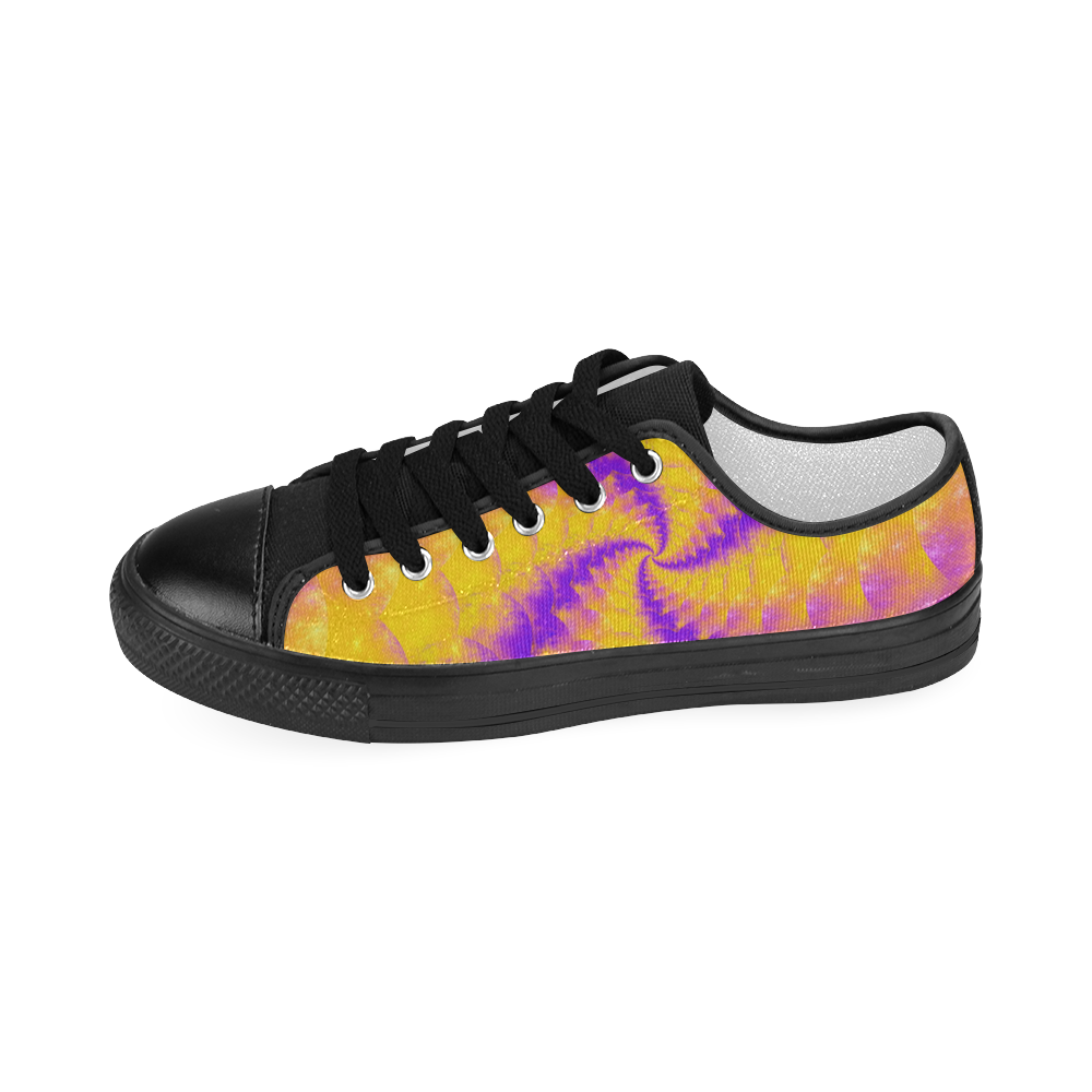 Colorexplosion Spiral Yellow Lilac Composion Women's Classic Canvas Shoes (Model 018)