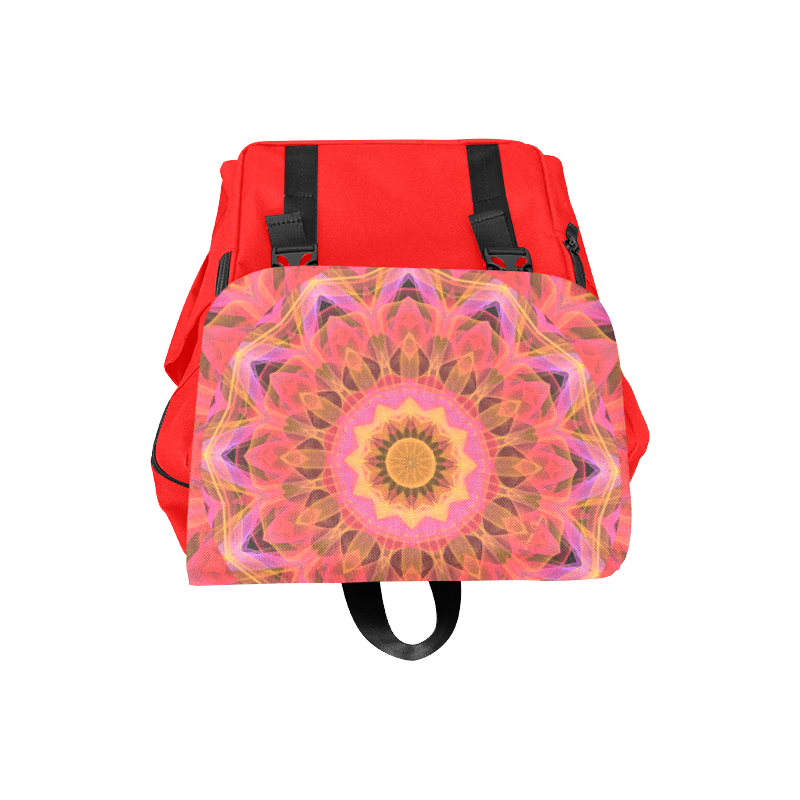 Abstract Peach Violet Mandala Ribbon Candy Lace Casual Shoulders Backpack (Model 1623)