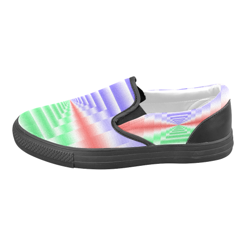 Colorful Endless Window Green Red Blue Women's Unusual Slip-on Canvas Shoes (Model 019)