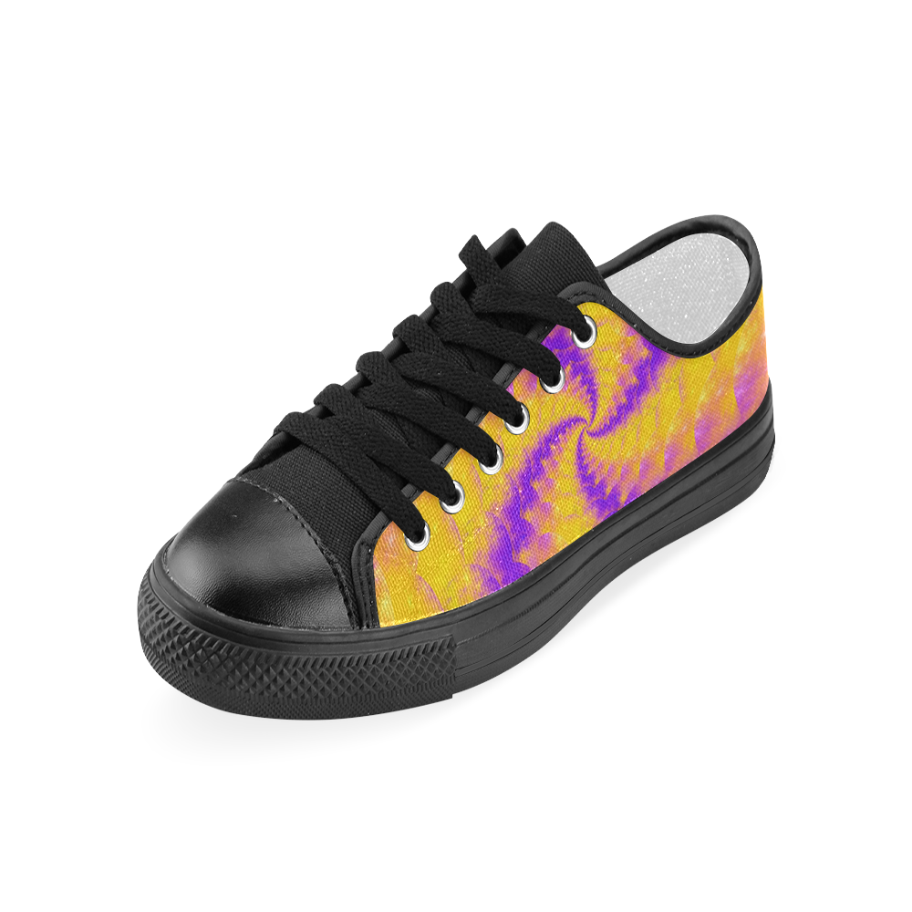 Colorexplosion Spiral Yellow Lilac Composion Women's Classic Canvas Shoes (Model 018)