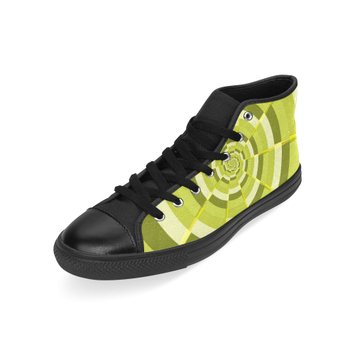 Crazy Dart Green Gold Spiral Men’s Classic High Top Canvas Shoes /Large Size (Model 017)