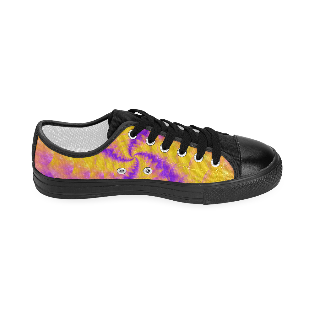 Colorexplosion Spiral Yellow Lilac Composion Women's Classic Canvas Shoes (Model 018)