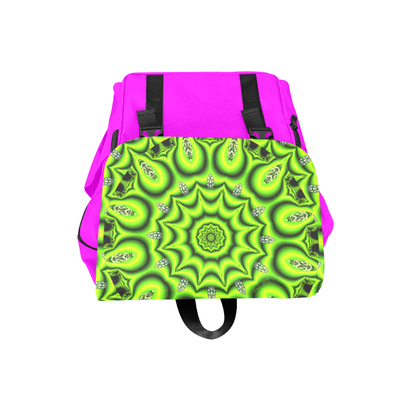 Spring Lime Green Garden Mandala, Abstract Spirals Casual Shoulders Backpack (Model 1623)