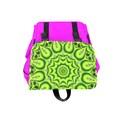 Spring Lime Green Garden Mandala, Abstract Spirals Casual Shoulders Backpack (Model 1623)