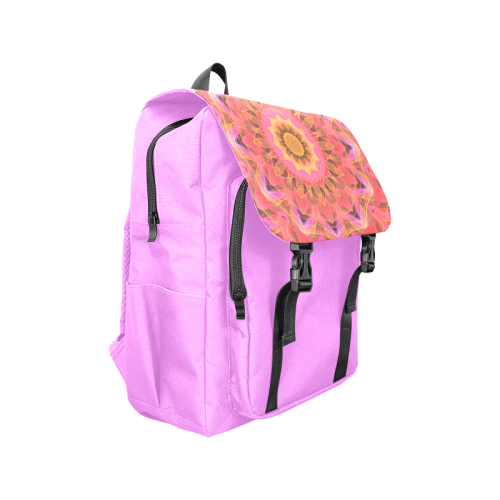 Abstract Peach Violet Mandala Ribbon Candy Lace Casual Shoulders Backpack (Model 1623)