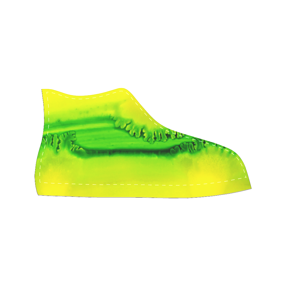 Yellow Colorbubbles Green Colorfern Men’s Classic High Top Canvas Shoes /Large Size (Model 017)