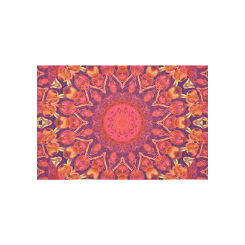 Sunburst, Abstract Peach Cream Orange Star Quilt Cotton Linen Wall Tapestry 60"x 40"