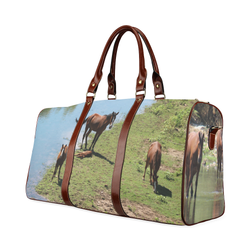 Wild Horses Along River by Martina Webster Waterproof Travel Bag/Small (Model 1639)
