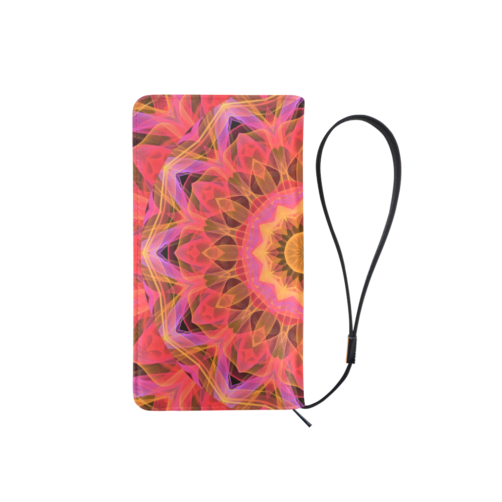 Abstract Peach Violet Mandala Ribbon Candy Lace Men's Clutch Purse （Model 1638）