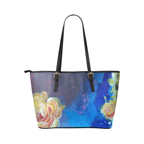 Mad Lucy's Golden Roses Leather Tote Bag/Small (Model 1651)