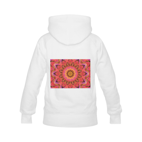 Abstract Peach Violet Mandala Ribbon Candy Lace Women's Classic Hoodies (Model H07)