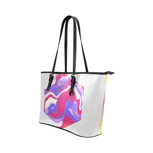 Plum marble Leather Tote Bag/Small (Model 1651)