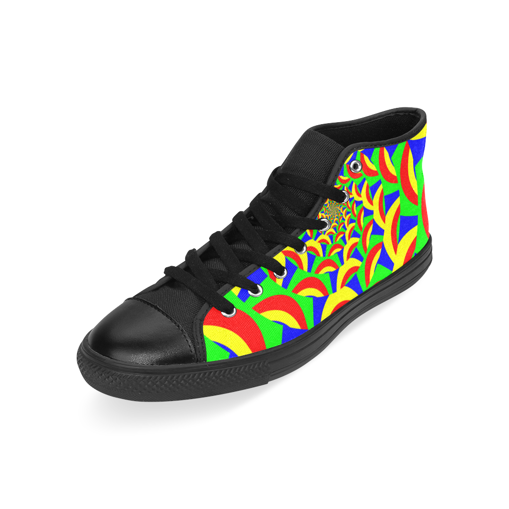 Crazy Colorful Spiral Yellow Green Red Blue Men’s Classic High Top Canvas Shoes /Large Size (Model 017)