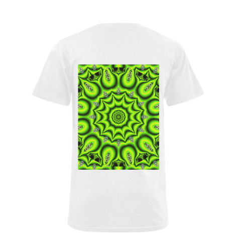 Spring Lime Green Garden Mandala, Abstract Spirals Men's V-Neck T-shirt (USA Size) (Model T10)