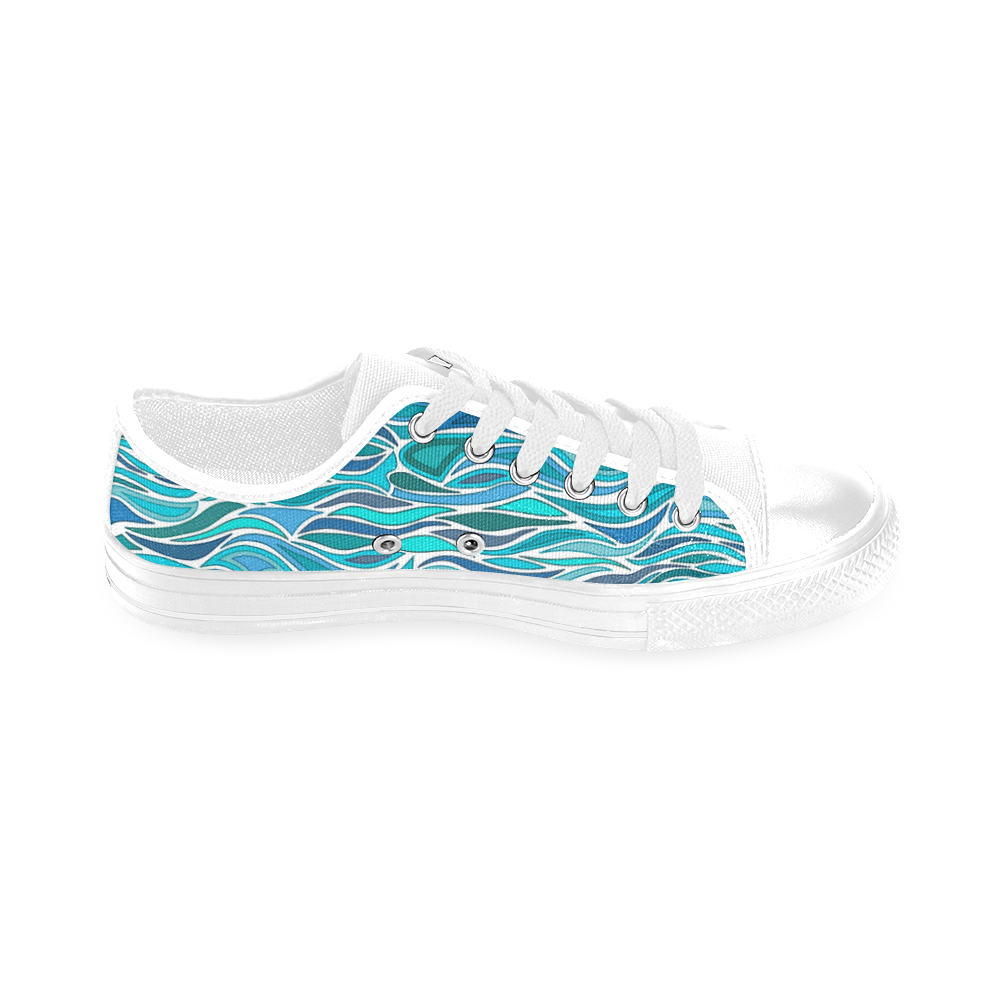 Ocean Waves Blue Abstract Doodle by ArtformDesigns Men's Classic Canvas Shoes/Large Size (Model 018)