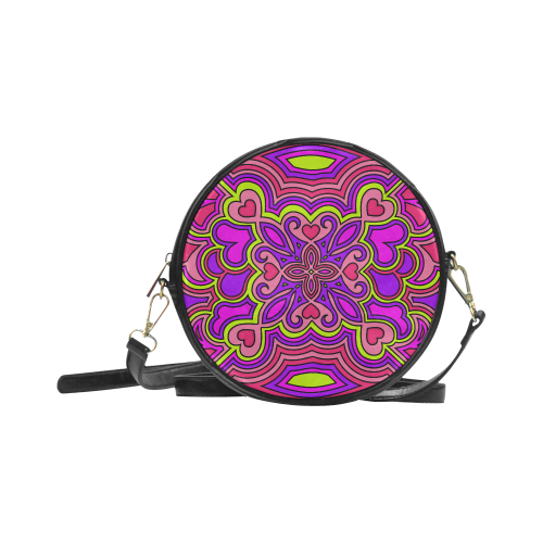Pink, Purple and Lime Zen Doodle by ArtformDesigns Round Sling Bag (Model 1647)