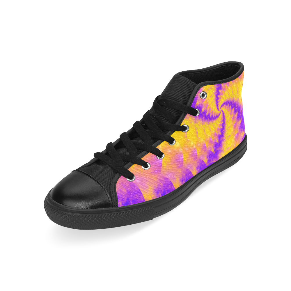 Color Explosion Spiral Yellow Lilac Composion Men’s Classic High Top Canvas Shoes /Large Size (Model 017)