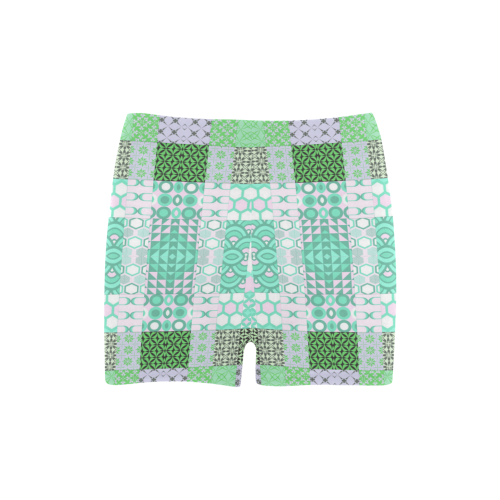 Shapes Pattern Mix - Green Cyan Briseis Skinny Shorts (Model L04)