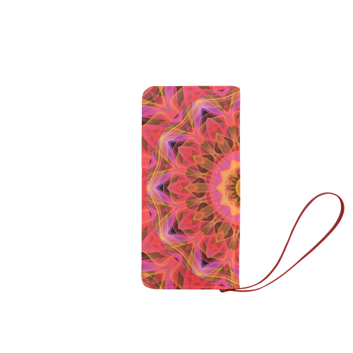 Abstract Peach Violet Mandala Ribbon Candy Lace Women's Clutch Wallet (Model 1637)