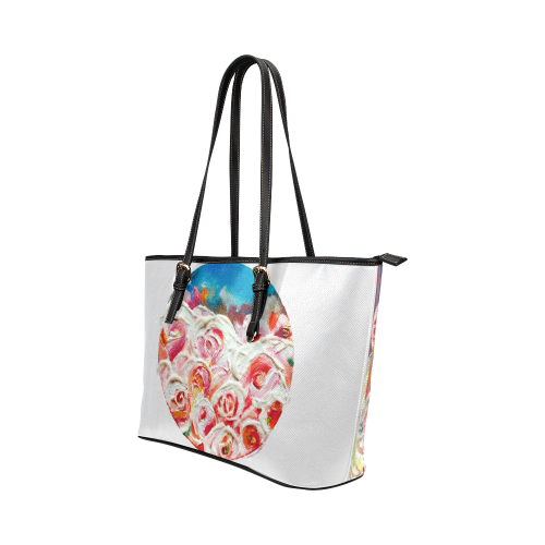 Roses on Fire Leather Tote Bag/Small (Model 1651)