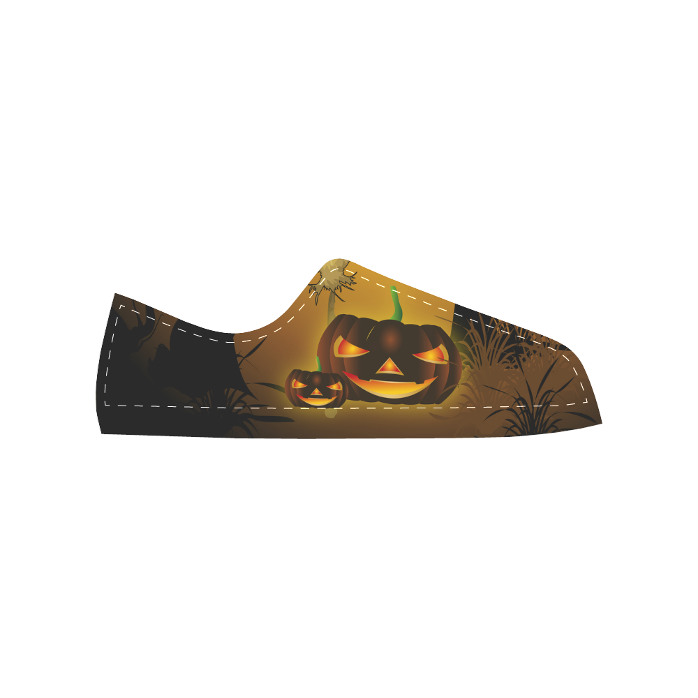 Funny scarecrow with punpkin Men's Classic Canvas Shoes/Large Size (Model 018)