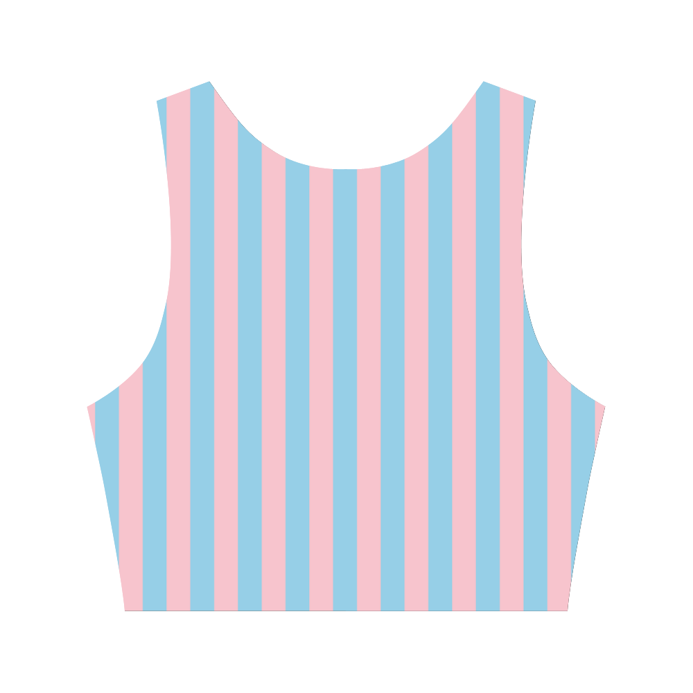 Pink and Blue Stripe Women's Crop Top (Model T42)