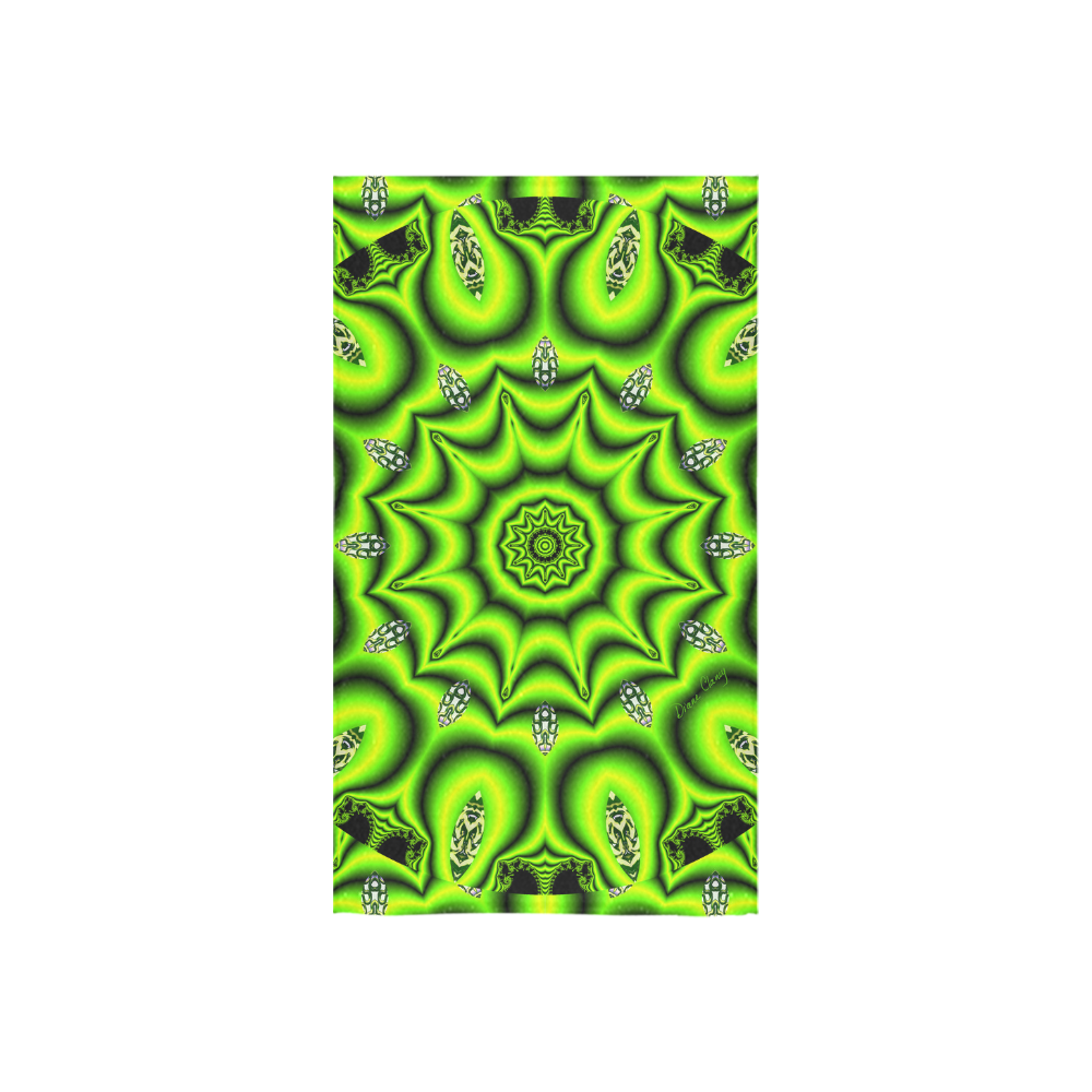 Spring Lime Green Garden Mandala, Abstract Spirals Custom Towel 16"x28"