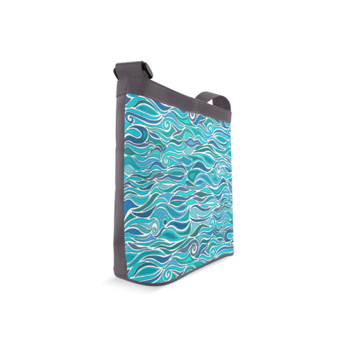Ocean Waves Blue Abstract Doodle by ArtformDesigns Crossbody Bags (Model 1613)