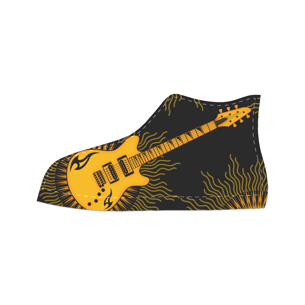 Tribal Sun Guitar by ArtformDesigns Men’s Classic High Top Canvas Shoes /Large Size (Model 017)