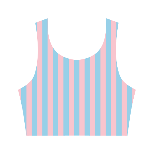 Pink and Blue Stripe Women's Crop Top (Model T42)